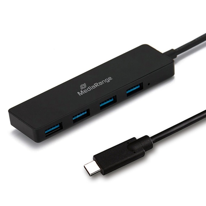 MediaRange мултипортов хъб, USB C, черен
