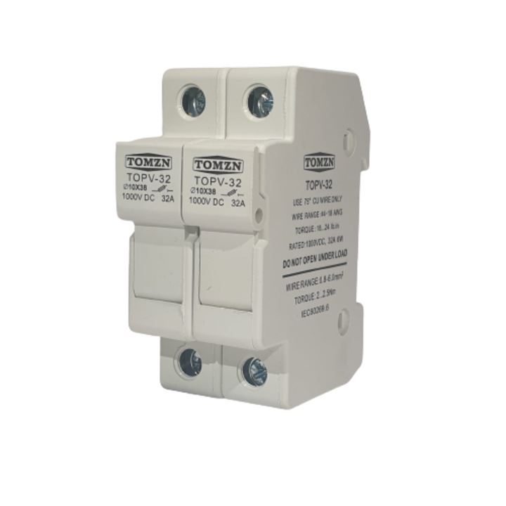 Soclu pentru sigurante fuzibile 1000V, 2P, 10*38mm, 3A, 10A, 15A, 20A, 25A si 30A