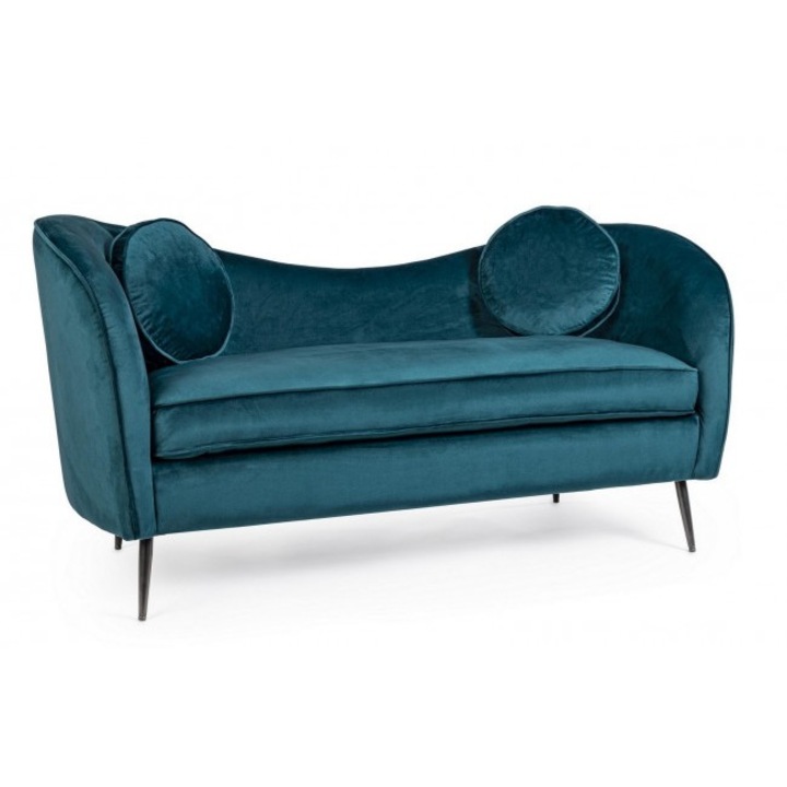 Синьо кадифено канапе Candis 163x71x80 см