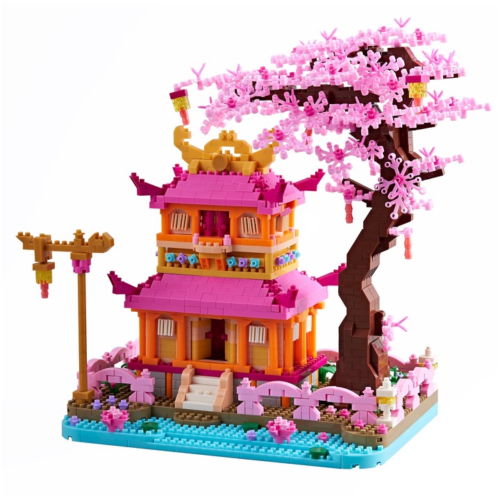 Set de constructie cu microblocuri Sakura Tree House 1810 piese