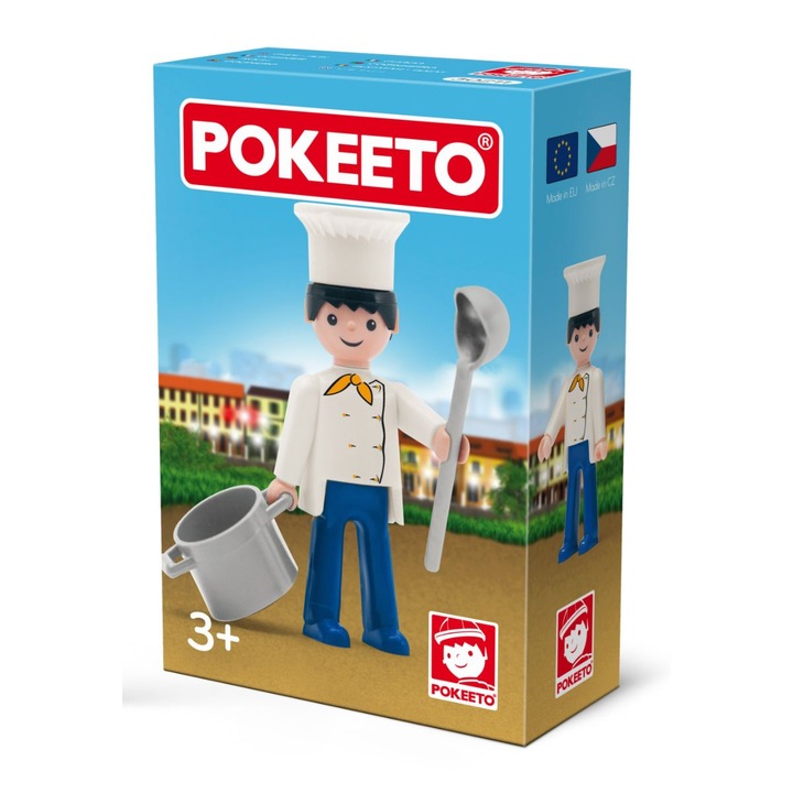 Figurina bucatar cu accesorii, 8 cm, Pokeeto