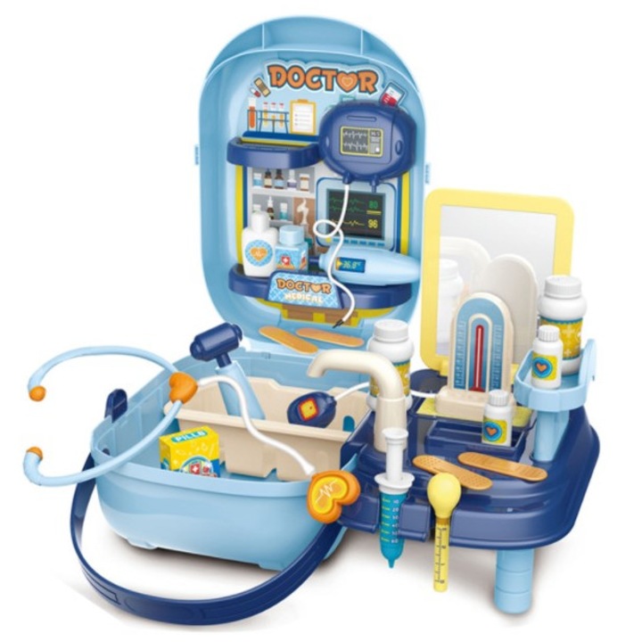 Trusa Medicala de Jucarie, Multifunctionala, Stil Valiza Pentru Copii, Include 34 Accesorii Medicale, Multicolor, 32 x 19 x 12 cm