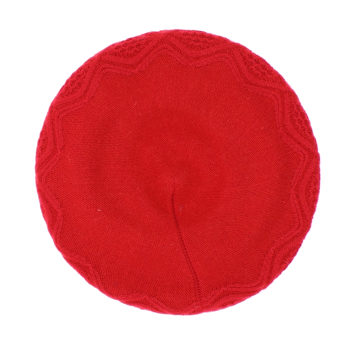 Bereta de dama, Buticcochet, one size, cu detaliu metalic argintiu, Rosu - BSC465