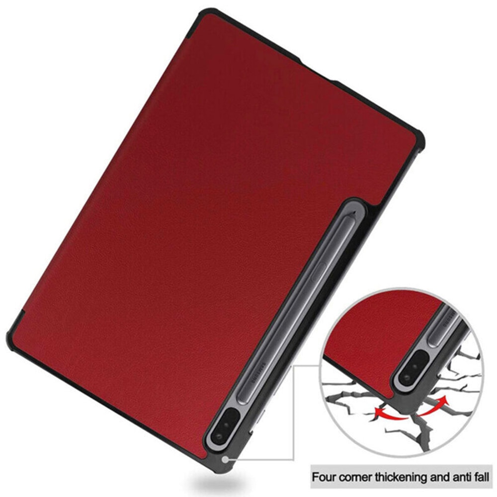 Husa tip carte pentru Samsung Galaxy Tab S7 FE 12.4'', T730/T736 2021, cu suport pentru smart pen, piele ecologica, Rosu, KOF-BBL6869