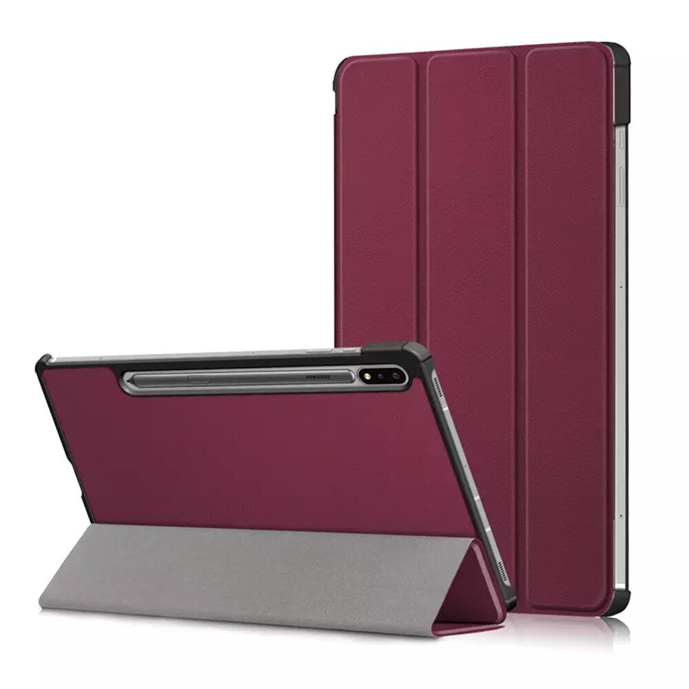 Husa tip carte pentru Samsung Galaxy Tab S7 FE 12.4'', T730/T736 2021, cu suport pentru smart pen, piele ecologica, Rosu, KOF-BBL6869