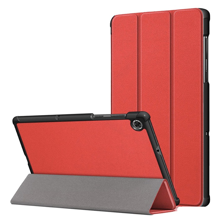 Кожен калъф за таблет за Lenovo Tab M10 PLUS FHD (TB-X606F), пълна защита, функция стойка, най-високо качество, червен
