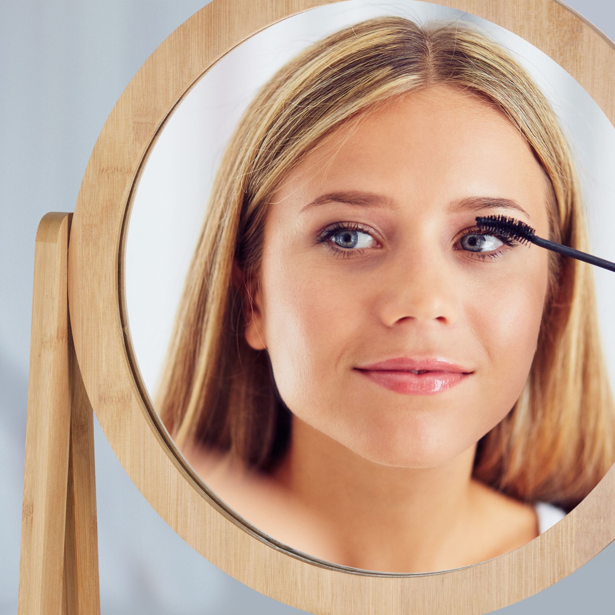 Рафт за баня с огледало, бамбук и МДФ, размери 159 х 39,5 х 40 см, бял ...