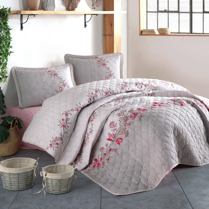 Franciaágy paplan, 3 steppelt darab, Clasy LORINDA, Többszínű, 240x260