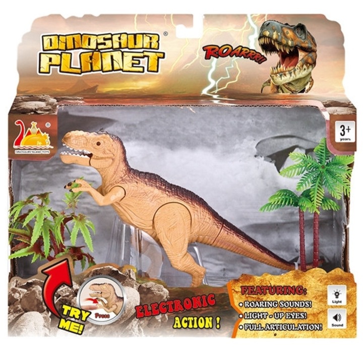 Interaktív dinoszaurusz játék fényekkel és hangokkal Tyrannosaurus Rex és kiegészítők, 23 cm, Avaleea