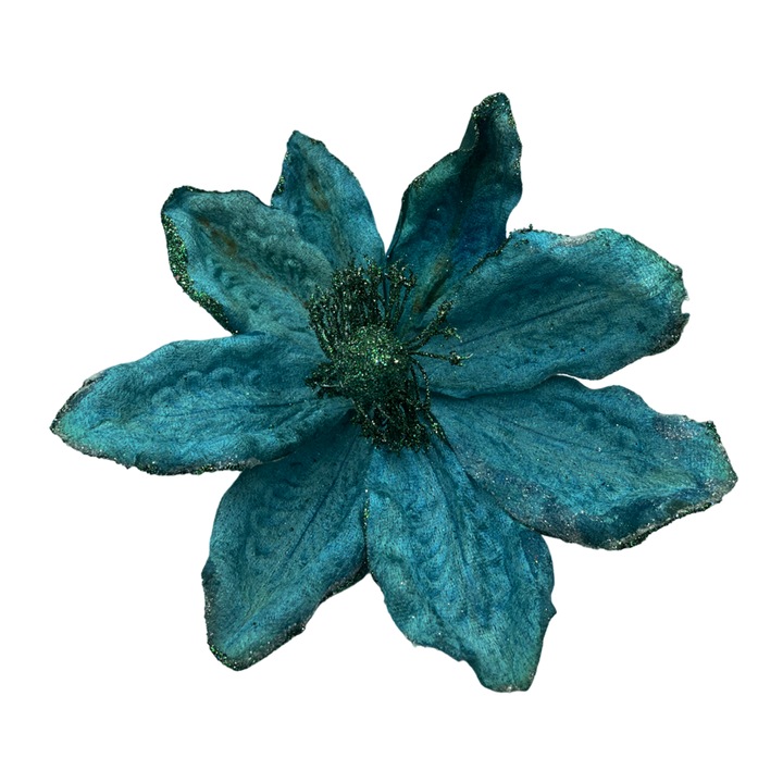 Ornament brad Magnolie Peacock Grace 22cm, Turcoaz