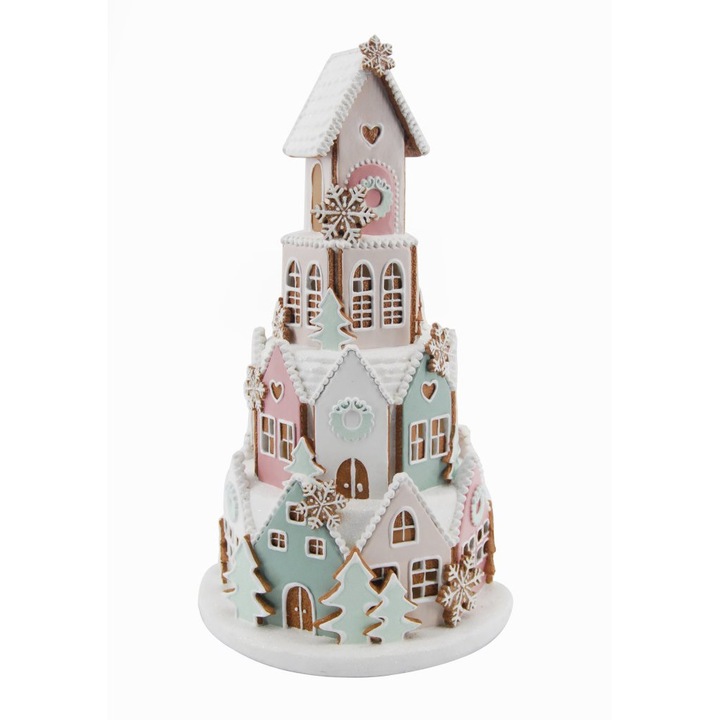 Figurina sat casute, multicolor, 43 cm