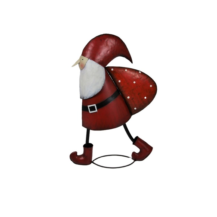 Figurina Mos Craciun metalic, rosu, 55 cm