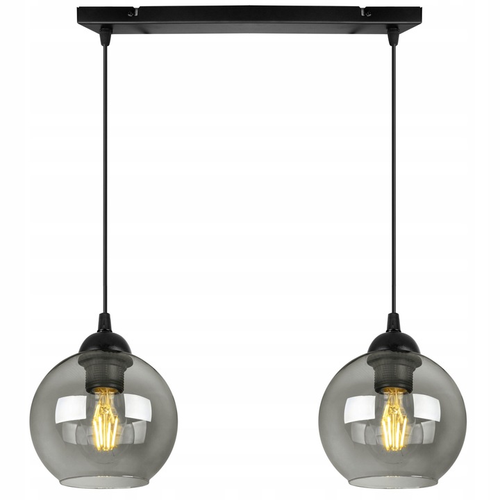 Plafoniera eleganta, Light Home, Haga, reglabile, Lungime 90 cm, Latime 50 cm, Abajur 15 cm, E27, 2 punct de lumina, sticla, Auriu