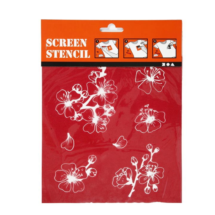 Sablon imprimare textile, tricouri flori 20x22 cm