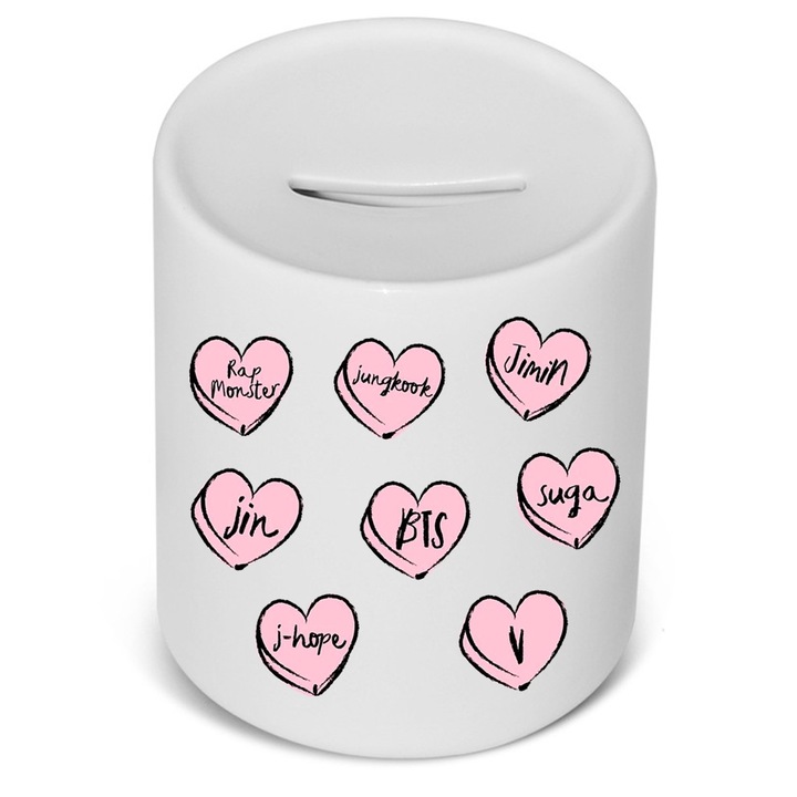 Személyre szabott bts kpop hadsereg malacpersely, kerámia, 305 gr