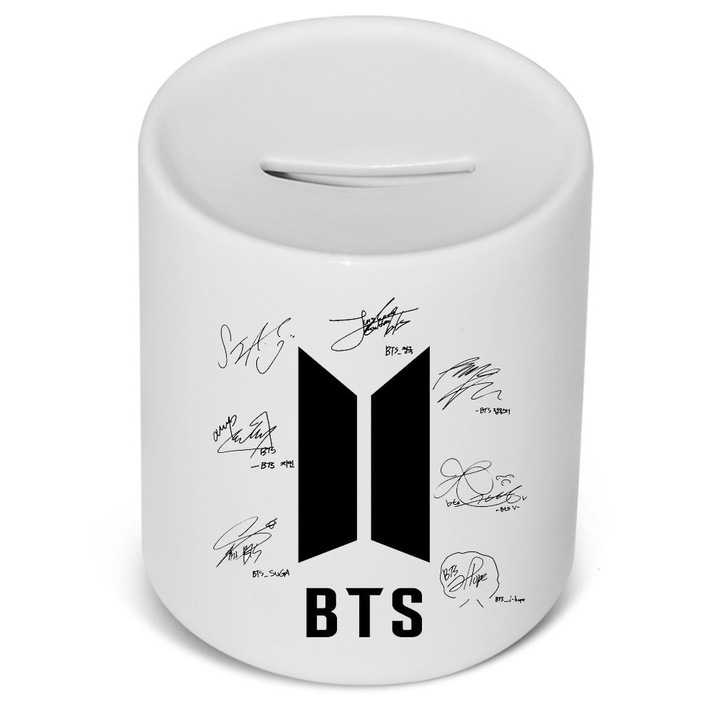 OEM Személyre szabott malacpersely, BTS Kpop aláírások, kerámia, 305 gr