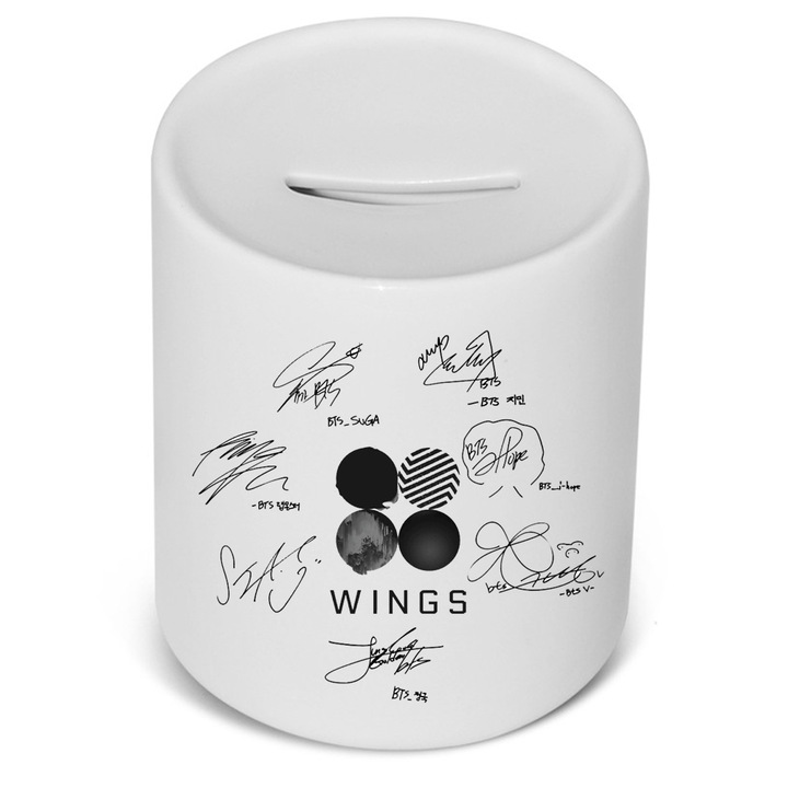 Személyre szabott bts szárnyak kpop malacpersely, kerámia, 305 gr