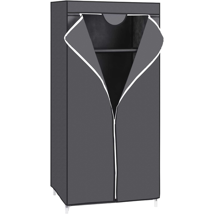 Платен гардероб SONGMICS, сгъваем гардероб с прът за окачване, 75 x 45 x 160 см, сив RYG83GY