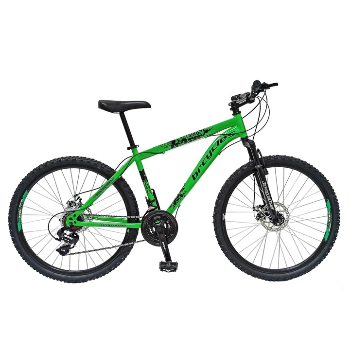 Kerékpár MTB-HT 26″ BR Target 2023 acélváz 17″, tárcsafékek, szekvenciális karok, 21 sebesség, zöld/fekete