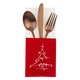 Suport Tacamuri Craciun, Brad Brodat, Poliester, Culoare Rosu/Alb, Dimensiune 10x23 cm, MYONNA IT & E- COMMERCE ®