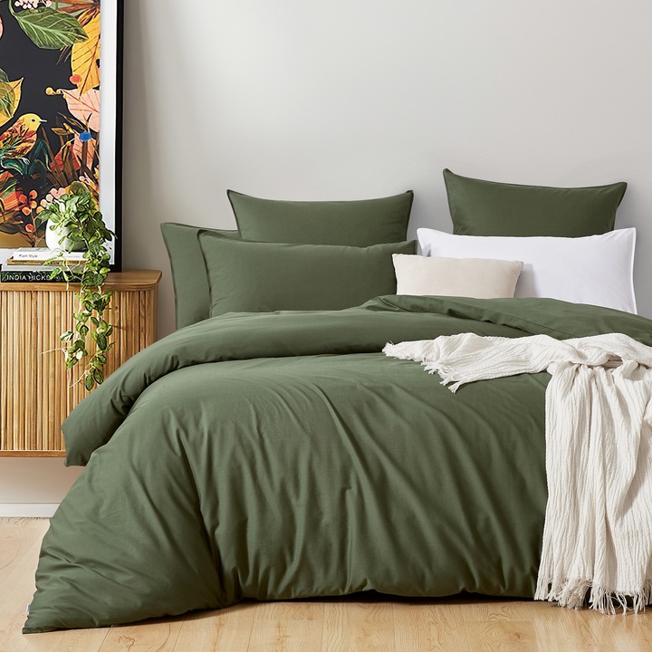 2 személyes paplanhuzat 200x200 cm, megerősített luxus, sötétzöld