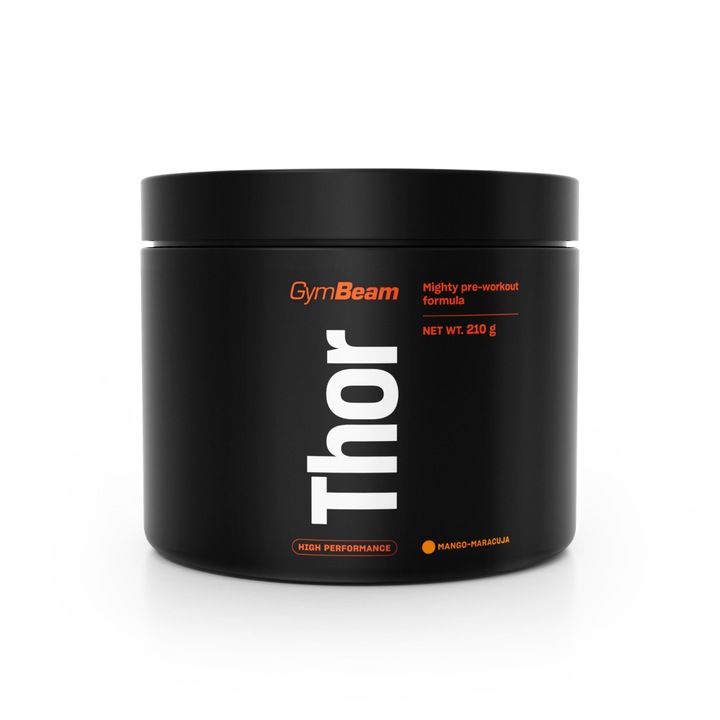 Pre workout Thor, Beta alanina, L citrulina, Taurina, Gymbeam, 210 g, mango-maracuja