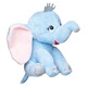 Elefant de plus roz, urechi mari, coroana sclipici, 21 cm, albastru