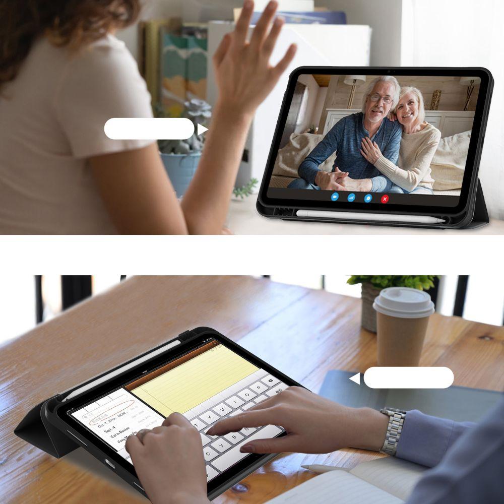Husă inteligentă neagră, compatibilă cu tableta iPad 2025 de 11 inchi (iPad 11), cu suport pentru creion