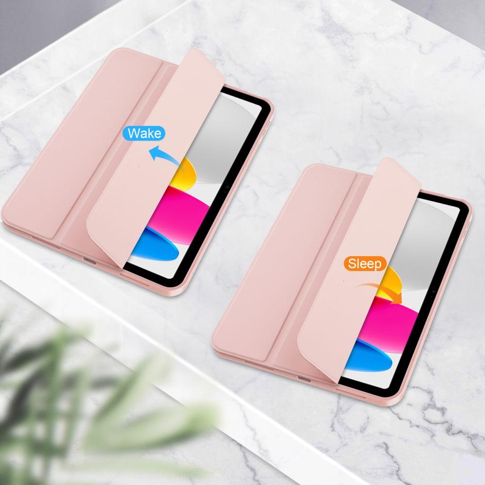 Husă tabletă compatibilă cu iPad 2025 de 11 inch (iPad 11) - Smart case roz, cu suport pentru creion