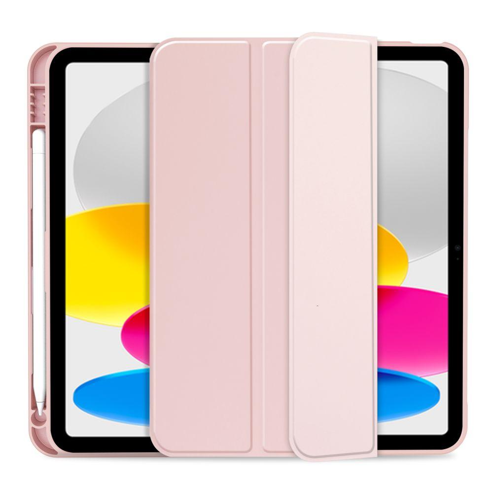 Husă tabletă compatibilă cu iPad 2025 de 11 inch (iPad 11) - Smart case roz, cu suport pentru creion