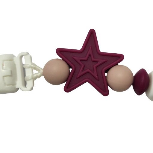 Lant pentru suzeta din silicon personalizat cu nume, Catel roz - eMAG.ro