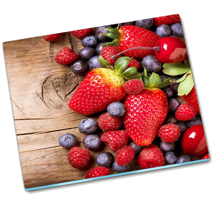 Tocator. Tulup. Boabele de fructe din lemn. 60 x 52. Rosu