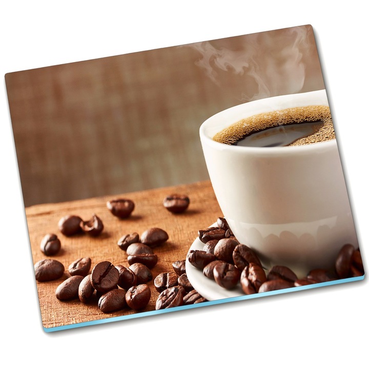 Tocator pe sticla. Tulup. Fasolea de cafea lemn. 600 x 520 mm. Negru