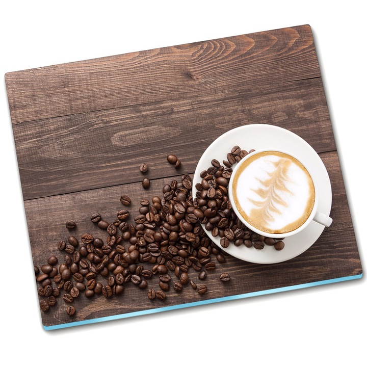 Tocator dreptunghiular din sticla. Tulup. Fasolea de cafea lemn. 60 cm x 52 cm. Negru