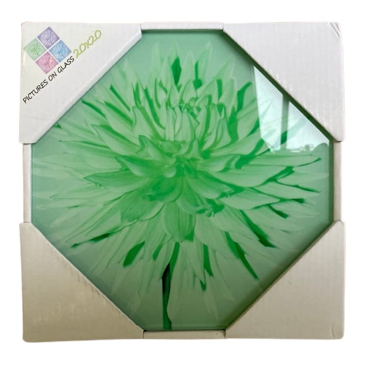 Deco Glass Kép, Zöld virág, 20x20