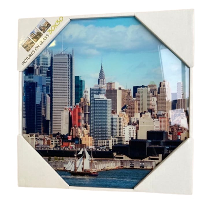 Deco Glass Kép, New York Városkép, 30x30