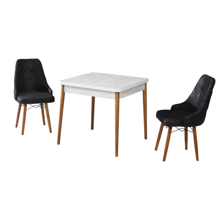 Set Masa 80 x 80 Eros Scaune 2 buc Negru HAMAN