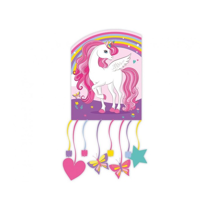 Godan Party pinata zsinórral, egyszarvú modell, szivárvány színekben