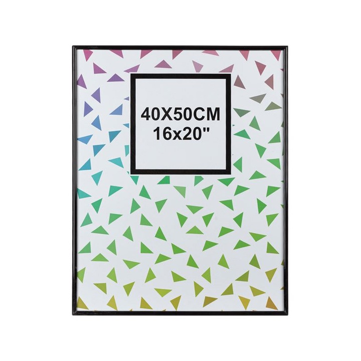 Rama foto, Home, Pentru montare verticala sau orizontala, Plastic/Sticla, 41x51 cm, Negru
