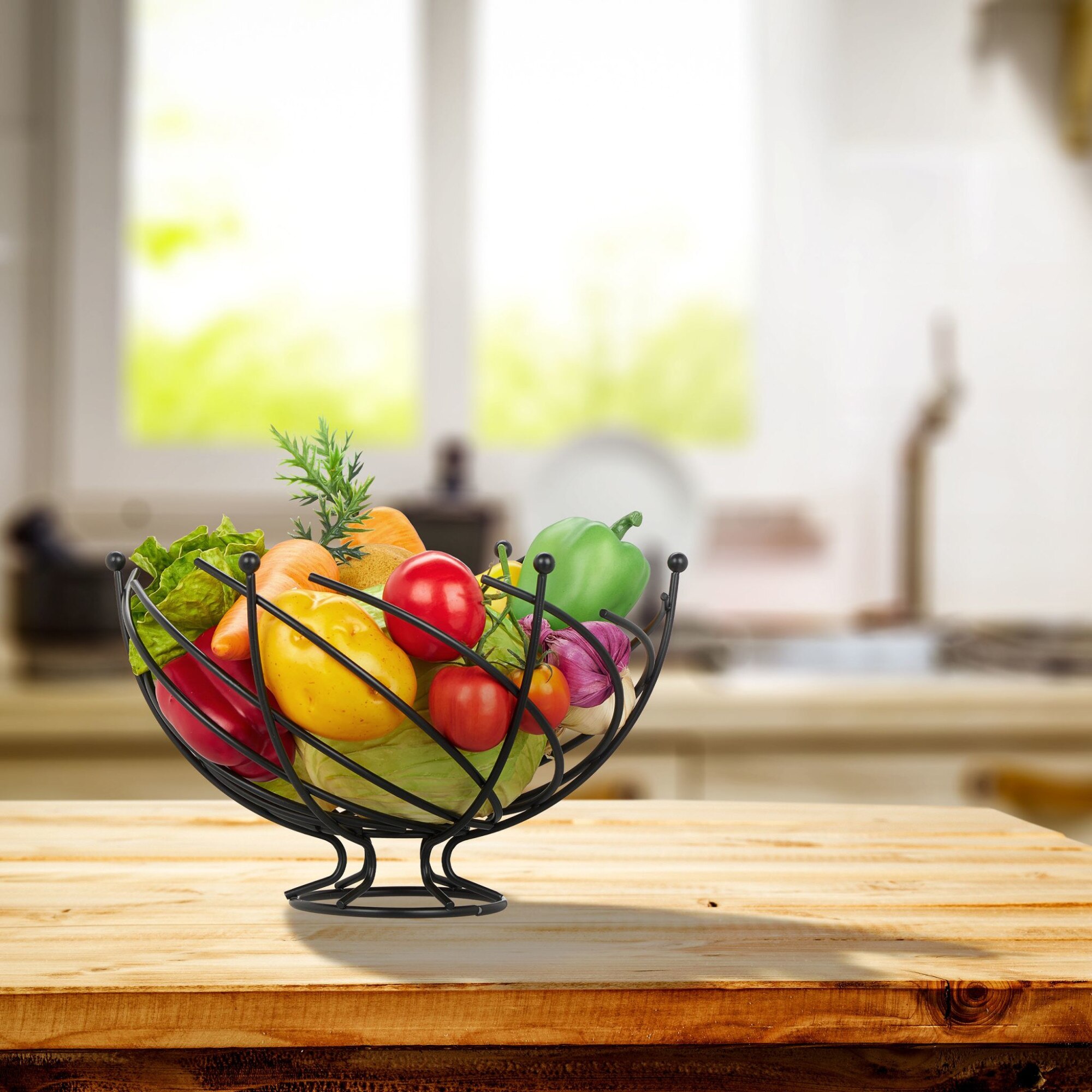 Cos Fructe Inox Cos pentru fructe Relaxdays, negru, din metal, 20.5 x 33.5 cm - eMAG.ro
