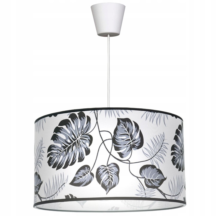Pendul moderna cu abajur in frunze, E27 max 60W, negru/alb