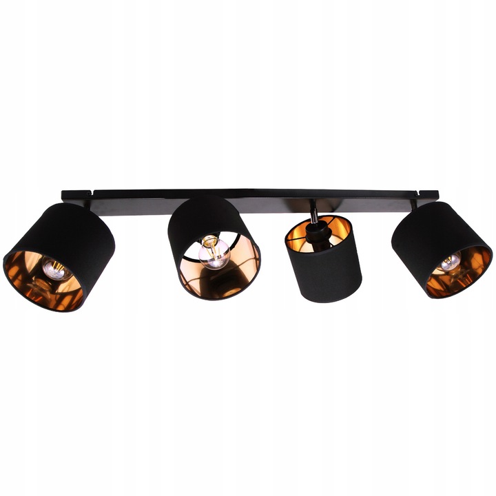 Lustra plafoniera, Light Home, Gama, 4 puncte de lumina, E27, 230V, 60W, 100cm, Clasa A, LED, Metal, Negru