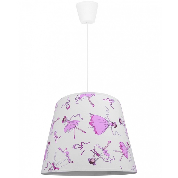 Lustra suspendata pentru copii cu abajur alb, inaltime ajustabil, E27 max 60W, alb