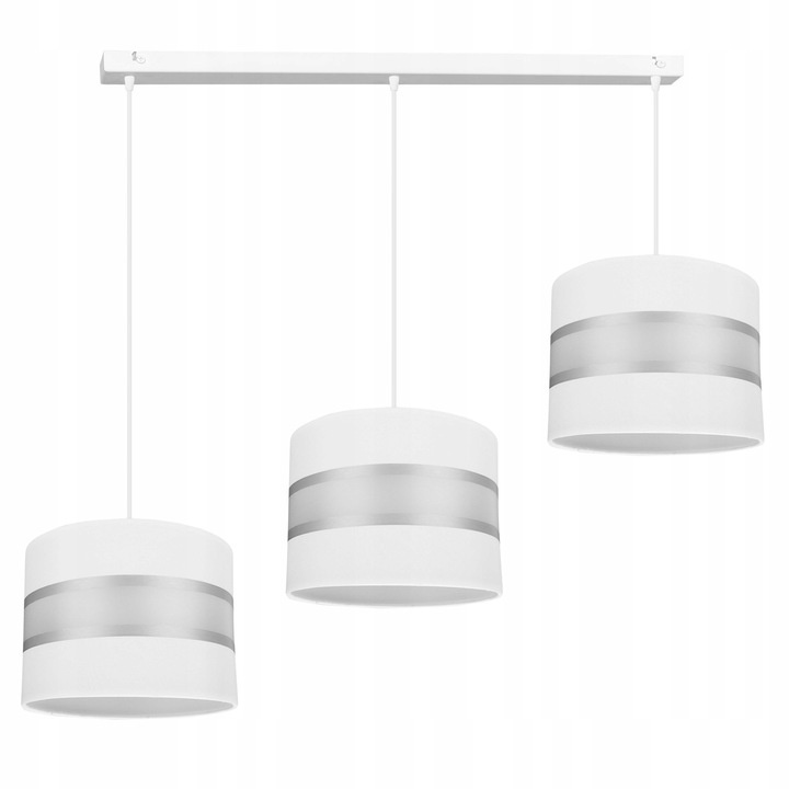 Lustra suspendata, Light Home, Elegance, 3 puncte de lumina, E27, 230V, 60W, 100cm, Clasa A, LED, Metal, Alb