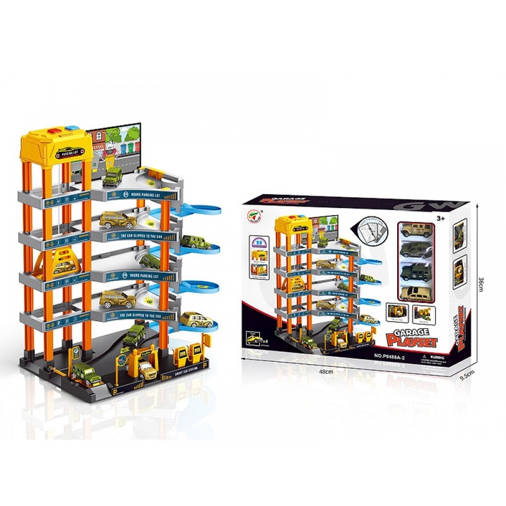 Комплект паркинг с коли, асансьор с батерии, 8 части