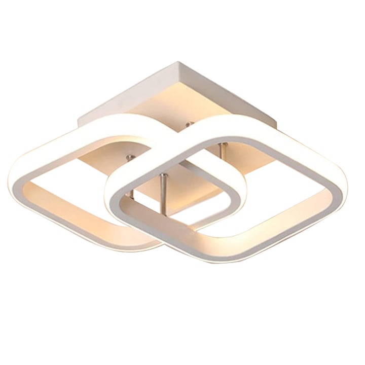 Goeco LED csillár, akril/fém, négyzet alakú modell, 22 W, meleg fény, fehér
