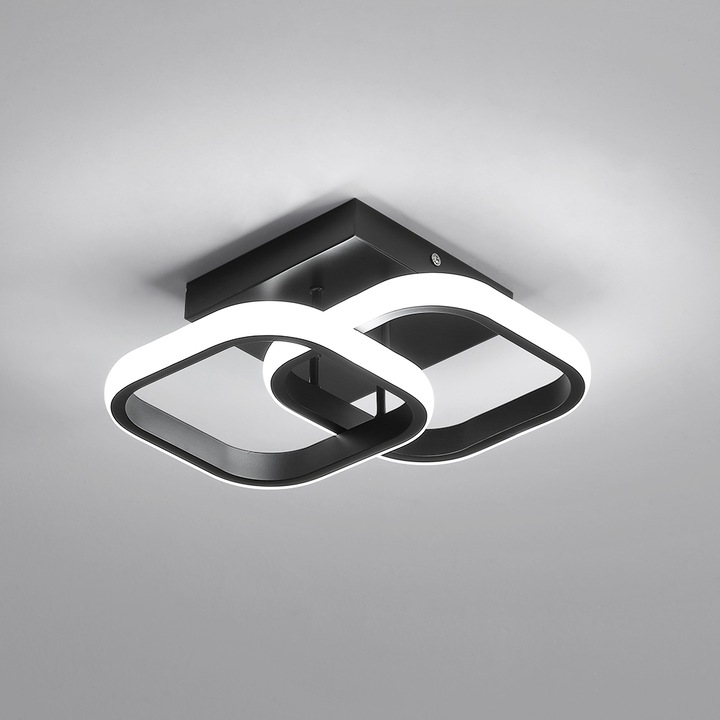 Led chandelier, Goeco, Square, Cool White, 220V, 22W, 29 x 14 x 9 cm, Black