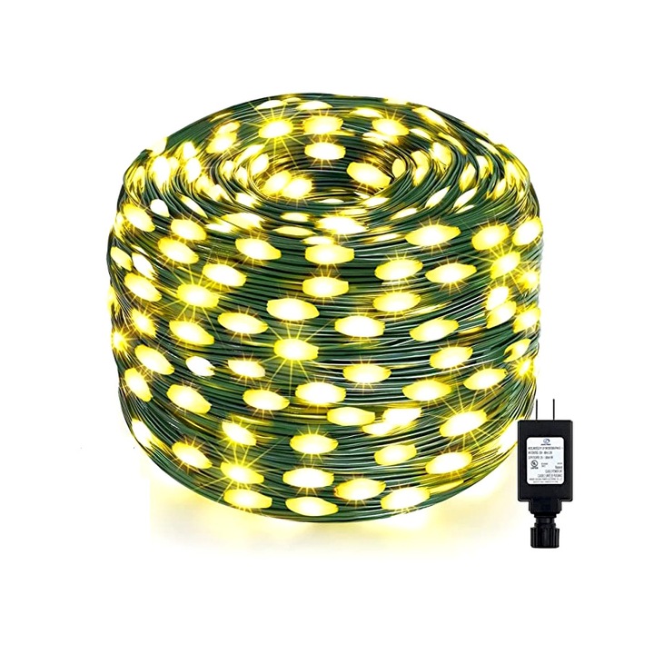 Instalatie de Craciun, banda cu led turnat, exterior, alb cald, 50 metri