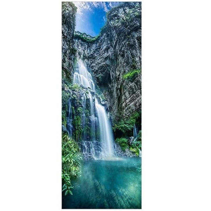 Sticker Decorativ pentru Usa de Interior, 2 Folii Autocolant Adeziv, Dimensiune Totala 78 x 200 cm, Model Cascada in Ocean, Premium, Original Deals