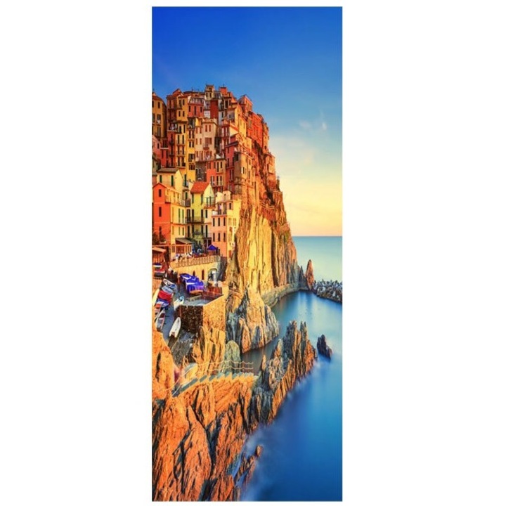 Sticker Decorativ pentru Usa de Interior, 2 Folii Autocolant Adeziv, Dimensiune Totala 78 x 200 cm, Model Orasul Santorini Grecia, Premium, Original Deals